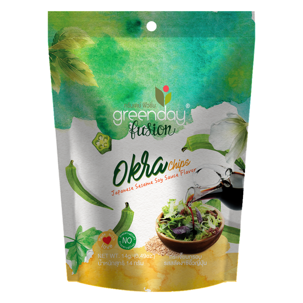 Okra Chips with Japanese Soy Sauce Flavor 14g Greenday Fusion秋葵脆脆--日式醬油味 14g